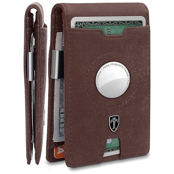 TRAVANDO AirTag* Wallet Mens Wallet with Money Clip Air Vintage Brown